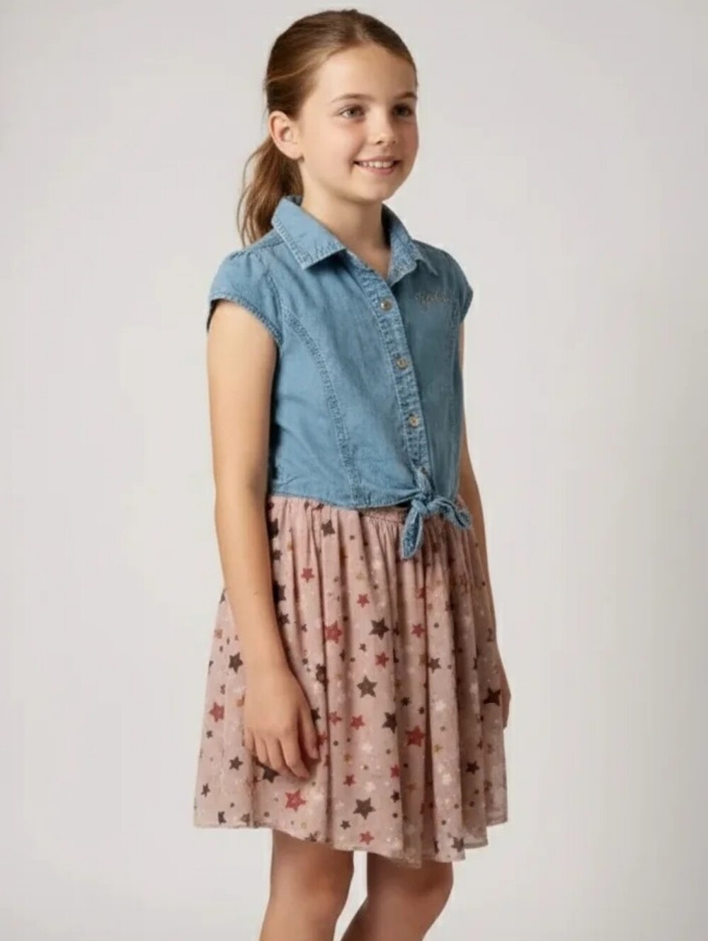Denim Pink Blue Guess Girls Dress Size 12